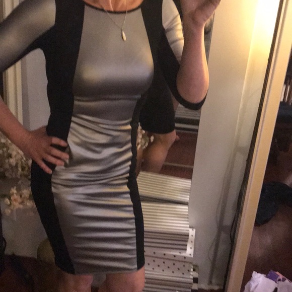 Bodycon Black & Silver Party Dress - Picture 2 of 8